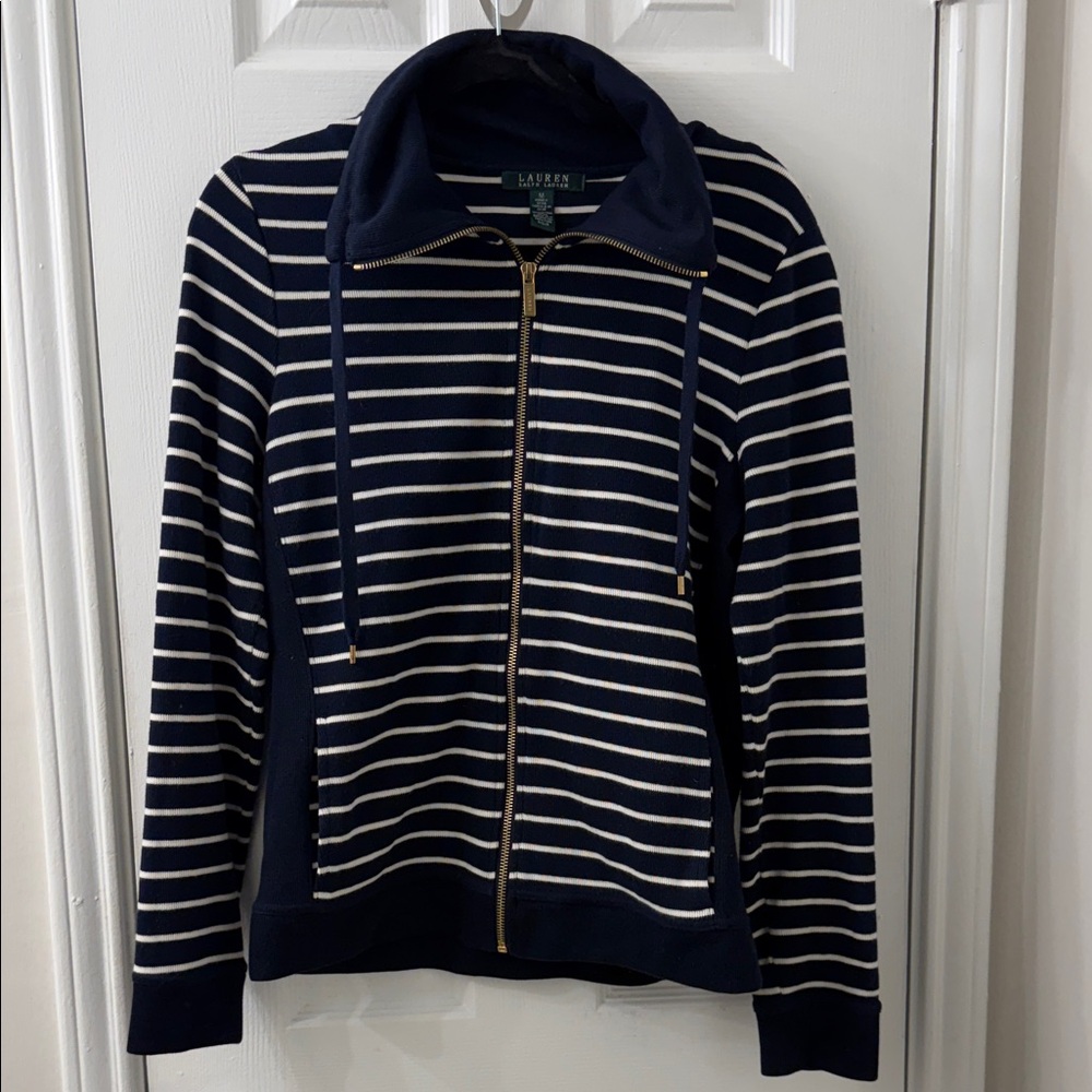 Lauren Ralph Lauren Navy and White Striped Sweater